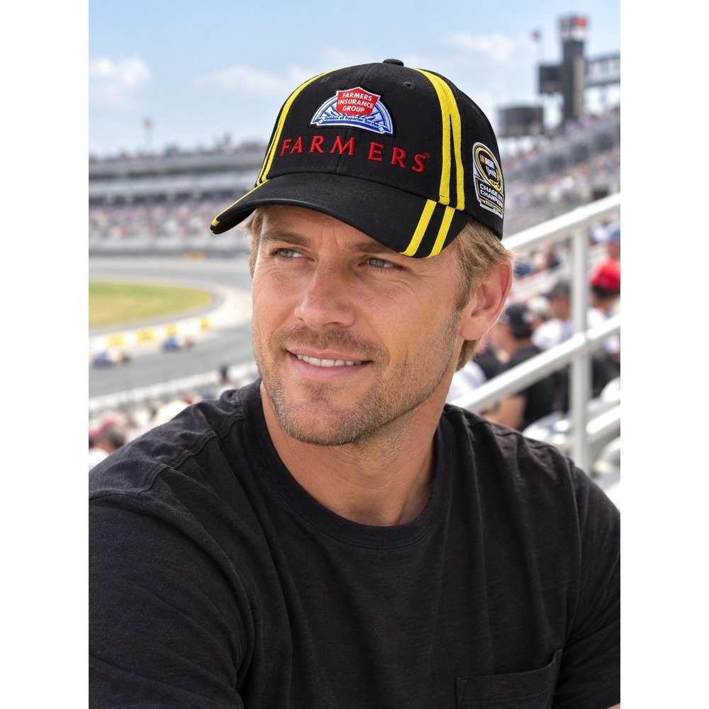 NASCAR Kasey Kahne Farmers Insurance Hat Hendrick Motorsports 5 Black Yellow Cap